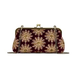 PATRICIA NASH Potenaz Frame Leather Clutch Crossbody Wallet Bag Maroon NWT‎
